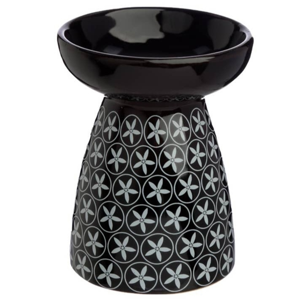 Black and White Geometric Floral Fragrance Oil Warmer